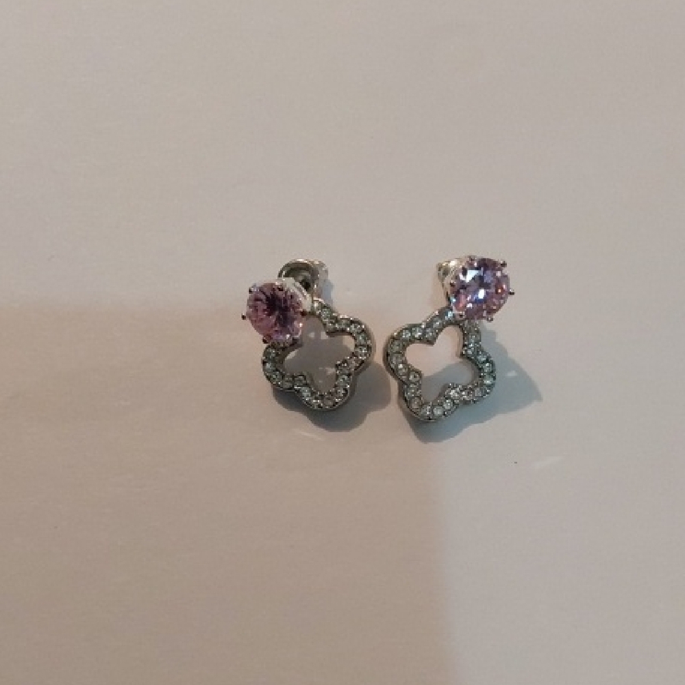 Elegant Silver and Purple Earrings - Picture 1 of 4
